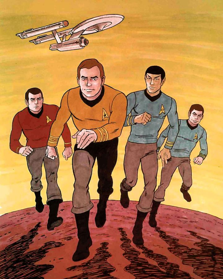 Scotty, Kirk, Spock, McCoy and the Enterprise in The Animated Series (Credit: Alamy)