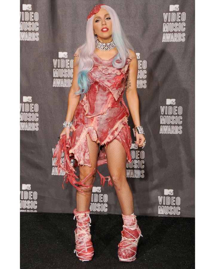 Lady Gaga intended the meat dress to be a protest against the US military's 'Don't Ask, Don't Tell' policy (Credit: Getty Images)