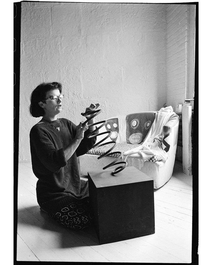 Cherry – pictured with her artwork in the 1960s – explored various media including ceramics, collage and tapestry (Credit: Courtesy of the Cherry Archive)