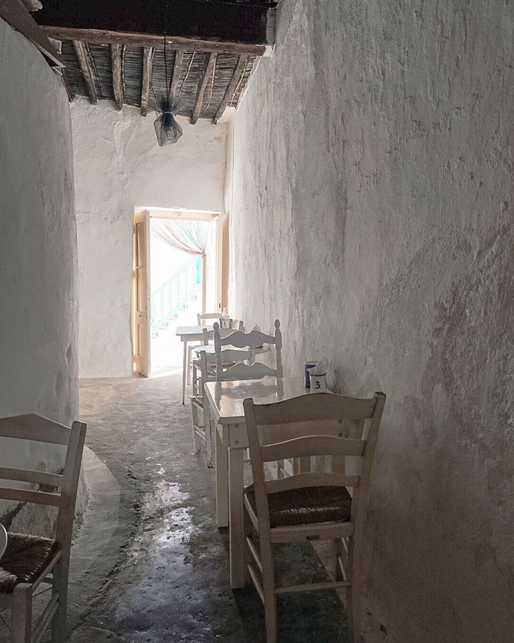Like much of Mykonos, the walls of Gioras are whitewashed by design and time (Credit: Chloé Braithwaite)