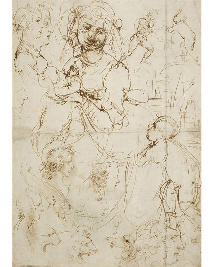 Leonardo da Vinci's Madonna and Child with Infant Baptist and head profile (ca. 1478-1480) (Credit: The Royal Collection Enterprises Limited 2024/Royal Collection Trust)