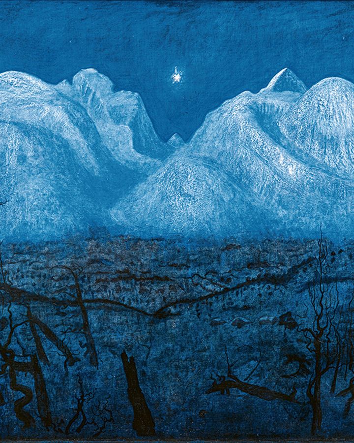 The 1901 version of Harald Sohlberg's Winter Night in the Mountains is on show at Northern Lights at the Fondation Beyeler, Basel (Credit: Courtesy of the Faurschou Collection)