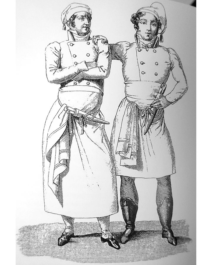An illustration from Carême's book Le Maitre d'hotel Francais depicts typical chef costumes of the early 19th Century (Credit: Alamy) An illustration from Carême's book Le Maitre d'hotel Francais depicts typical chef costumes of the early 19th Century (Credit: Alamy)