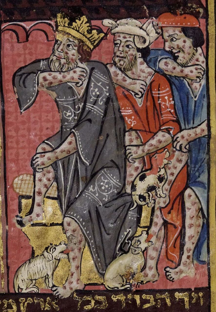 Plague is portrayed as a punishment in this 14th-Century illustration (Credit: Rylands Library/ University of Manchester)