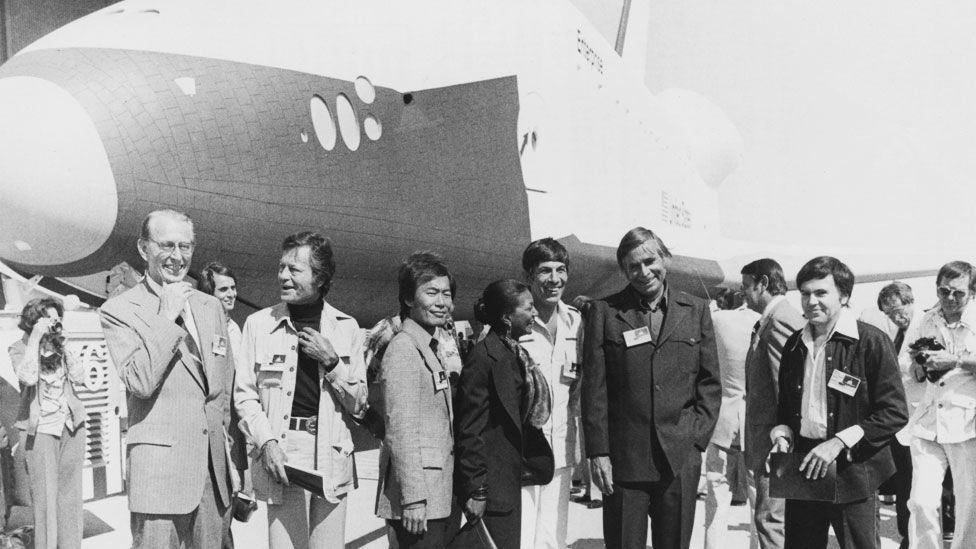 The creator of Star Trek Gene Roddenberry (second from right) was one of the first people to have some of their remains blasted into space.  (Copyright: Getty Images)