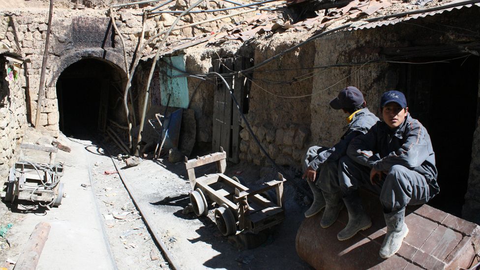 Young miners enjoying a break outside one of the mines at Cerro Rico hill.
(Copyright: Nick Pattinson) Young miners enjoying a break outside one of the mines at Cerro Rico hill.
(Copyright: Nick Pattinson)