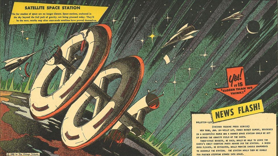 Futuristic cartoons like Closer Than We Think began to appear in newspapers and magazines soon after the launch of Sputnik. Futuristic cartoons like Closer Than We Think began to appear in newspapers and magazines soon after the launch of Sputnik.