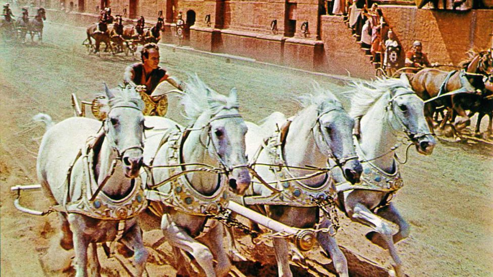 Ben-Hur, starring Charlton Heston is one of the most iconic films of the 1950s. The film’s chariot race and crowd scene have entered the popular imagination. (Rex Features) Ben-Hur, starring Charlton Heston is one of the most iconic films of the 1950s. The film’s chariot race and crowd scene have entered the popular imagination. (Rex Features)