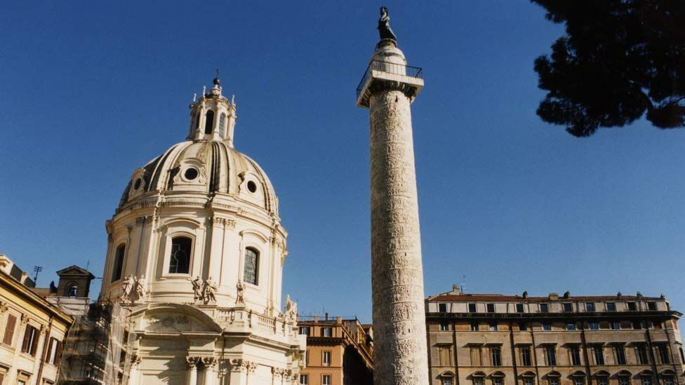 Trajan’s Column, designed by Apollodorus of Damascus, displays 155 military scenes spiralling upwards to nearly 200 metres. (Photo: BBC) Trajan’s Column, designed by Apollodorus of Damascus, displays 155 military scenes spiralling upwards to nearly 200 metres. (Photo: BBC)