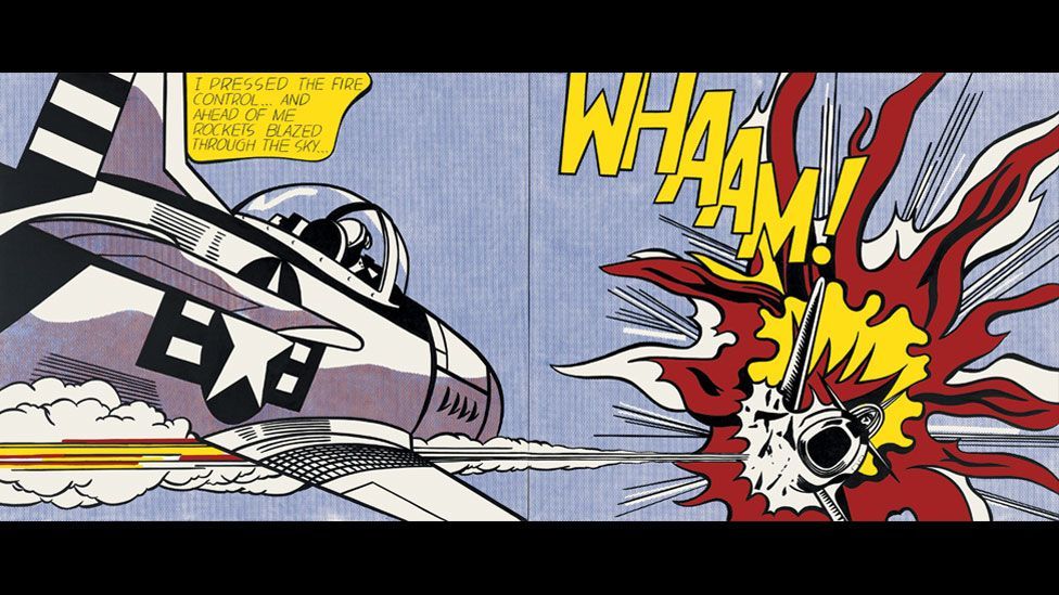 In 1962 Lichtenstein began interpreting images from the All-American Men of War comics. Whaam! from 1963 is one of his most celebrated works. (Photo: Centre Pompidou)