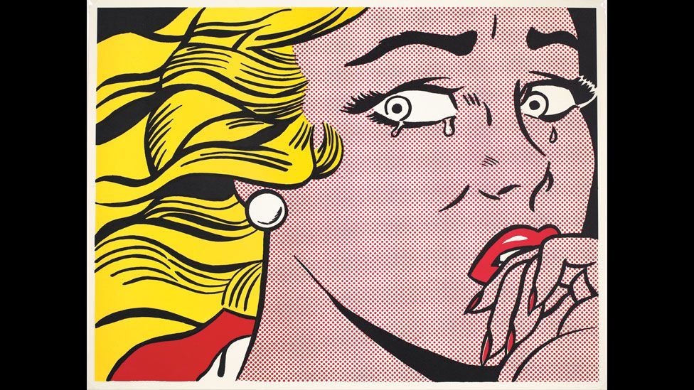 Crying Girl is the name of two works by Lichtenstein. The first from 1963 is a lithograph on lightweight paper. (Photo: Centre Pompidou)
