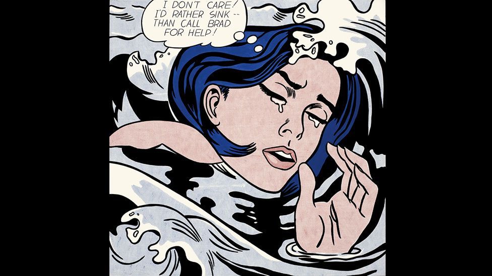 DC Comics’ Secret Hearts and Girls’ Romances provided the inspiration for Lichtenstein’s romantic series, which included Drowning Girl. (Photo: Centre Pompidou)