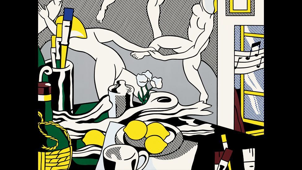 Lichtenstein began his Artist’s Studio series in 1973, portraying some of his earlier works within the pictures, including Look Mickey. (Photo: Centre Pompidou) Lichtenstein began his Artist’s Studio series in 1973, portraying some of his earlier works within the pictures, including Look Mickey. (Photo: Centre Pompidou)