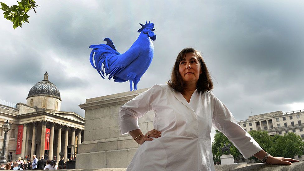 Sculptor Katharina Fritsch says humour is a big part of her work – jokingly undermining the vainglorious sculptures of men in Trafalgar Square is all part of the fun.  (PA Photos)