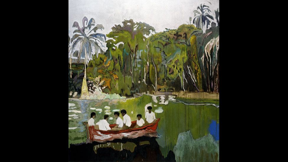 peter doig figures in red boat