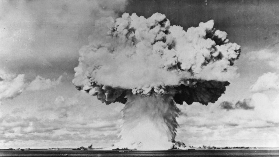 The bikini takes its name from a remote Pacific atoll, the site of atomic testing in the late 1940s. (Getty)