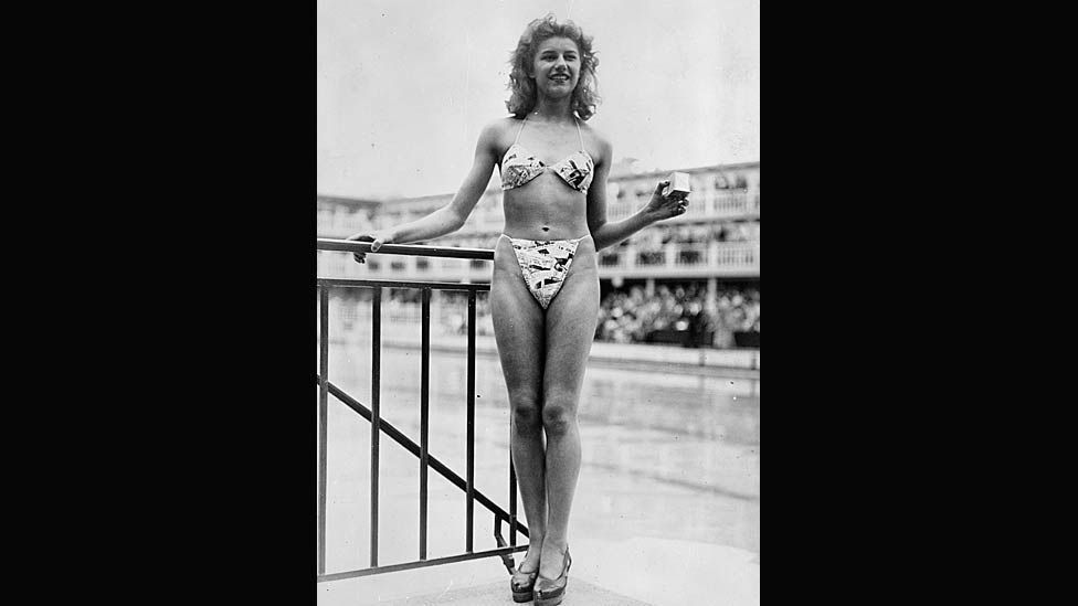 In 1946 Louis Réard launched the string bikini and recruited a nude dancer from the Casino de Paris to model it. It was a cultural sensation. (Getty)