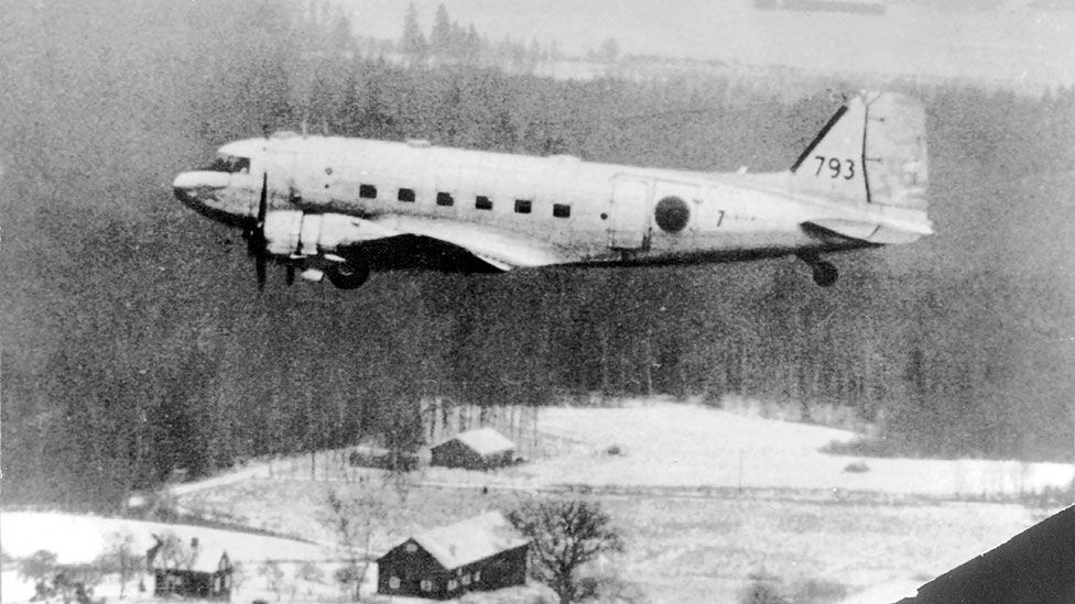 A Soviet fighter shot down an intelligence-gathering Swedish air force DC-3 in 1952. It was discovered at the bottom of the Baltic Sea in 2003. (AFP/Getty)