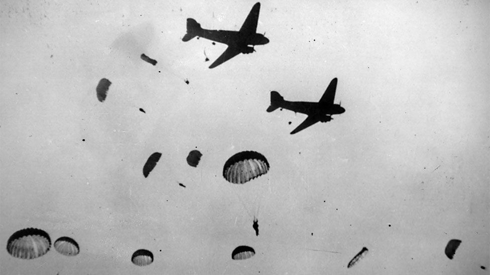 Allied paratroop operations relied on the Dakota, as military DC-3s were called. Thousands flew during the invasion of Sicily, D-Day, and Arnhem. (Keystone/Getty)