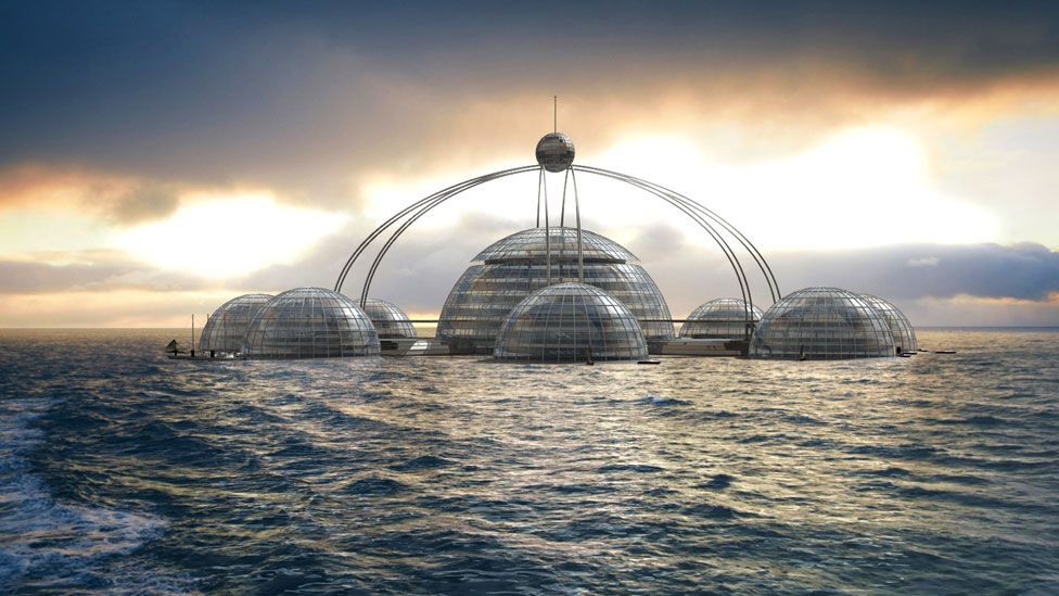 British designer Phil Pauley’s concept is of floating modules that can be rest on the surface in good weather – and submerge when conditions worsen. (Phil Pauley/Pauley) British designer Phil Pauley’s concept is of floating modules that can be rest on the surface in good weather – and submerge when conditions worsen. (Phil Pauley/Pauley)