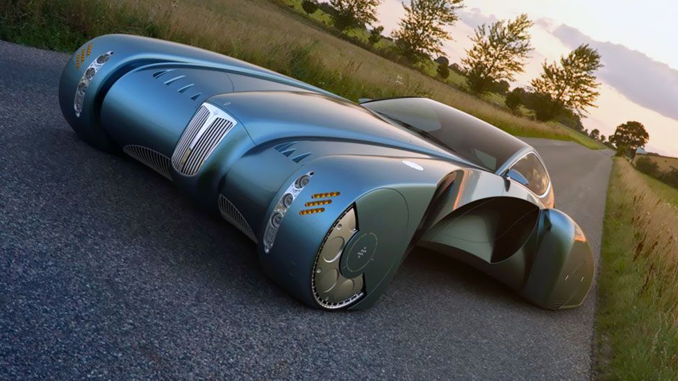 Cars are unlikely to change shape too much – because they still need to carry people. This hybrid, by Frenchman Bruno Delussu, updates Bugatti’s classic Type 57. (Bruno Delussu)