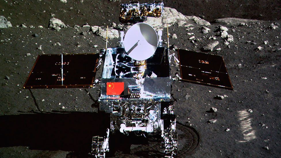 China’s Moon rover, Yutu ( Jade Rabbit), took a picture of itself after being deployed successfully from the Chang’e 3 lunar lander. (Reuters) China’s Moon rover, Yutu ( Jade Rabbit), took a picture of itself after being deployed successfully from the Chang’e 3 lunar lander. (Reuters)