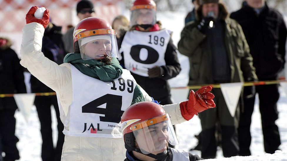 Team Skadam fights during the Finnish Yukigassen Championship in Helsinki in 2010. (Heikki Saukkomaa/AFP/Getty) Team Skadam fights during the Finnish Yukigassen Championship in Helsinki in 2010. (Heikki Saukkomaa/AFP/Getty)