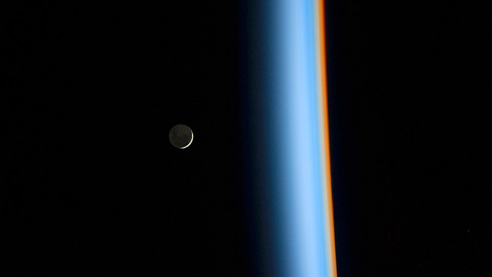 A crescent moon rises over the Earth in an image taken by Japanese astronaut Koichi Wakata onboard the International Space Station (ISS). (Nasa/Reuters) A crescent moon rises over the Earth in an image taken by Japanese astronaut Koichi Wakata onboard the International Space Station (ISS). (Nasa/Reuters)