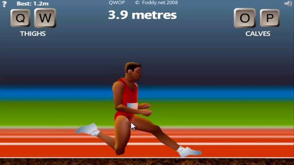 In QWOP, you must control all four limbs of an athlete, but many players find the task hilariously difficult (Bennett Foddy)