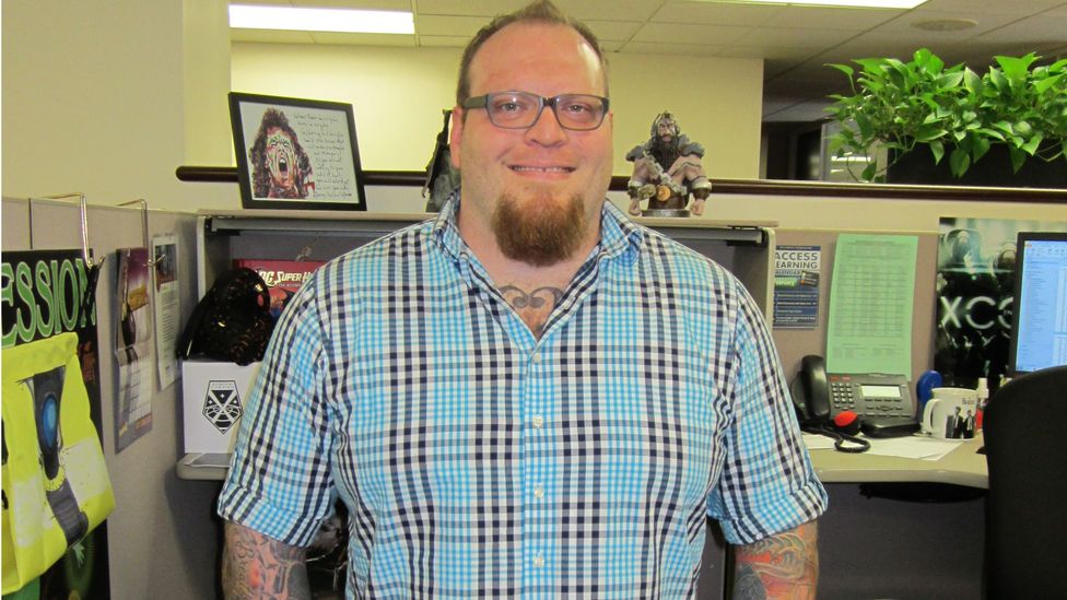 Erik Robertson, a PR account executive, hides his tattoos when meeting with conservative clients. (Courtesy Erik Robertson) Erik Robertson, a PR account executive, hides his tattoos when meeting with conservative clients. (Courtesy Erik Robertson)