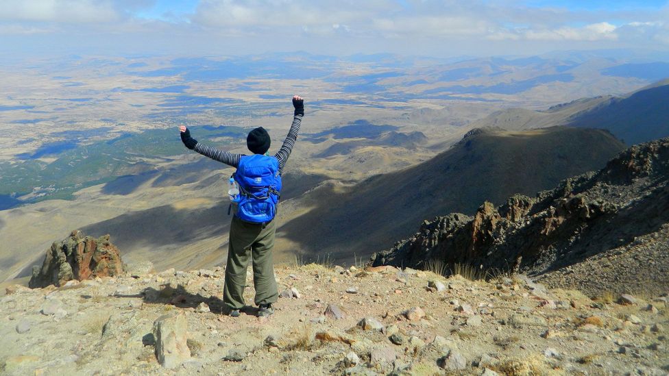 Standing on top of Mount Hasan's caldera ridge. (Jess Lee) Standing on top of Mount Hasan's caldera ridge. (Jess Lee)