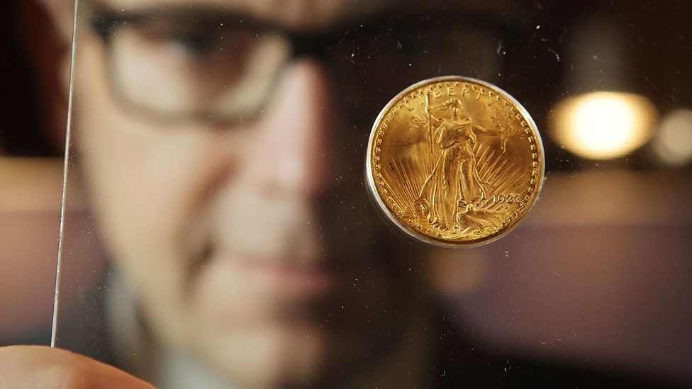 One-tenth ounce coins sell for about $151. This rare 1933 Gold Double Eagle sold for $7.6 million. (Getty Images)