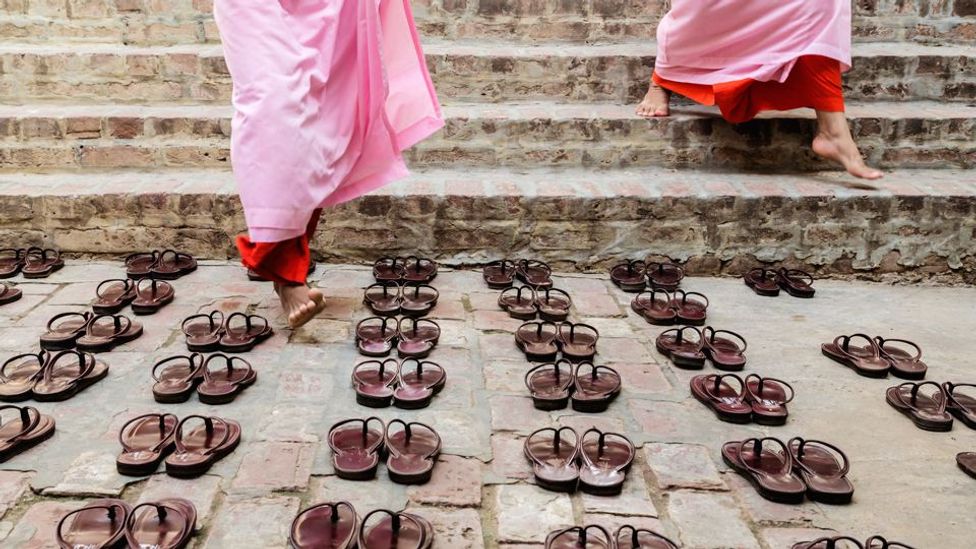 nuns shoes Buddhist temple