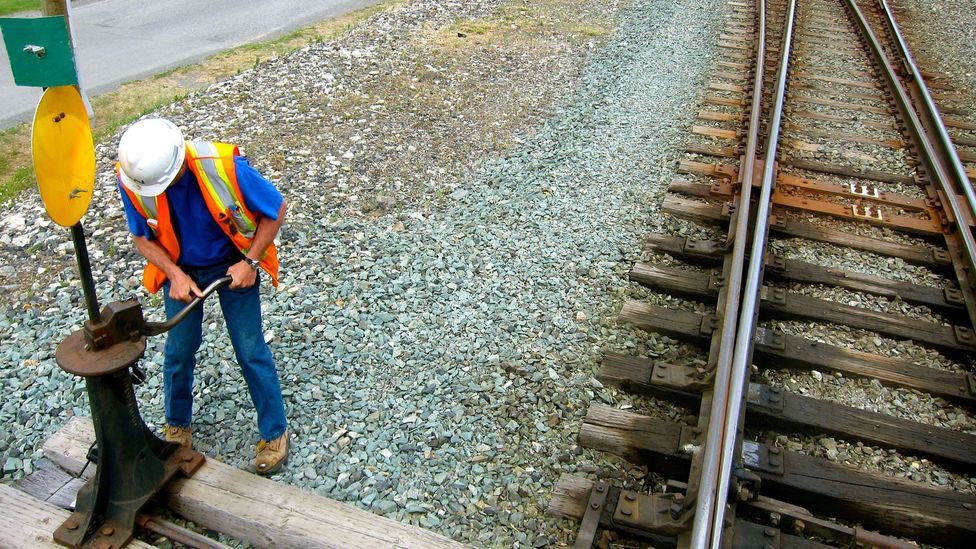 Eugene changes the points on the rails ahead. (John Lee) Eugene changes the points on the rails ahead. (John Lee)