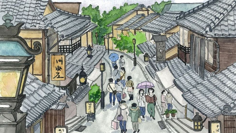 Side streets leading to Kodaiji Temple Kyoto