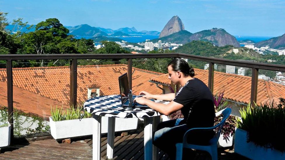 The Rio de Janeiro skyline makes for an amazing office view.