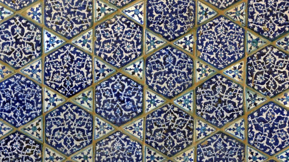 Glazed tiles decorate the inside walls of Mir Sultan Ibrahim's tomb. (Urooj Qureshi)