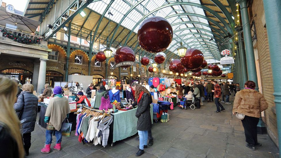 Shopping in Covent Garden, shown here decorated for Christmas, can be crowded -- but rewarding. (Stuart C Wilson/Getty)