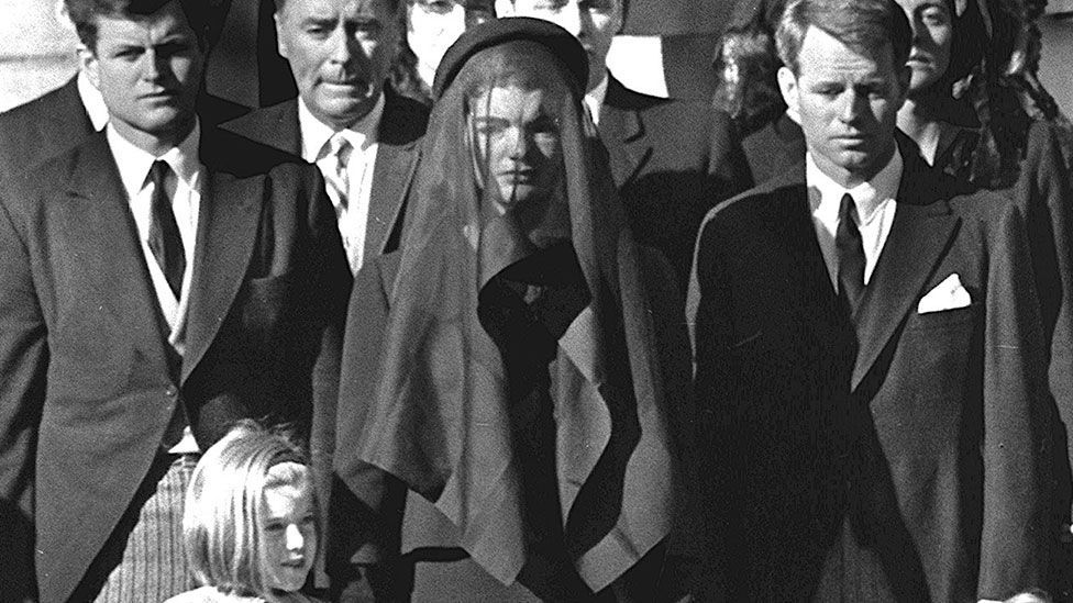 Jackie Kennedy's attire at the 1963 funeral of John F Kennedy was the quintessence of elegant widowhood (PIGISTE/AFP/Getty Images)