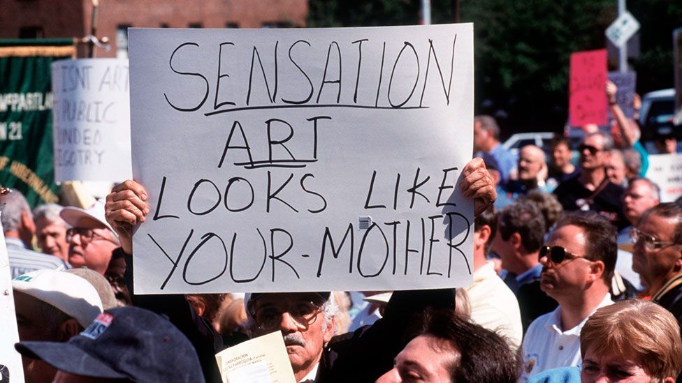 When the Sensation exhibition came to New York, the furore around Chris Ofili's painting was intense (James Leynse/Corbis)