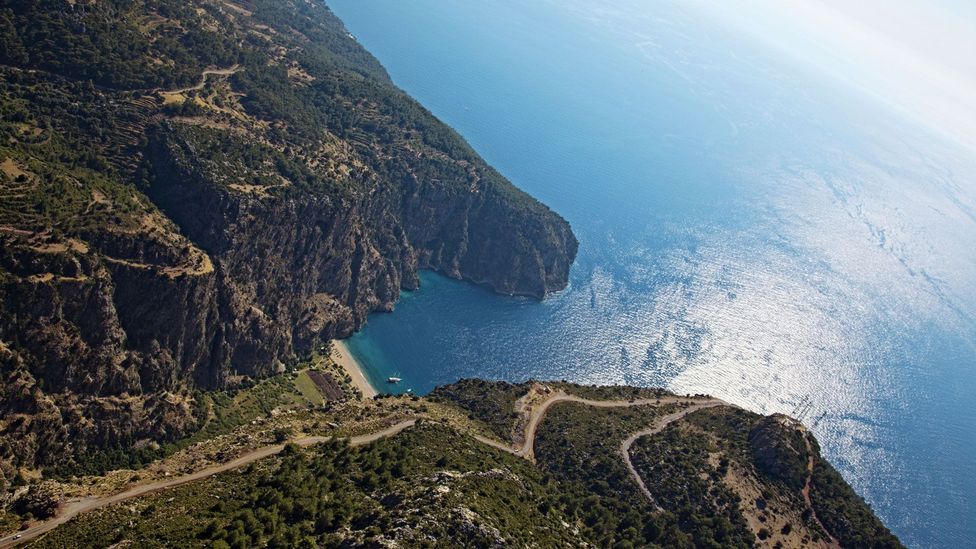 An aerial view of Turkey’s Butterfly Valley. (Scpist/Getty)