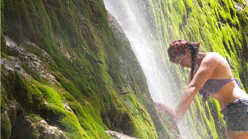 The gushing waterfall at the canyon’s back wall. (Brad Cohen)