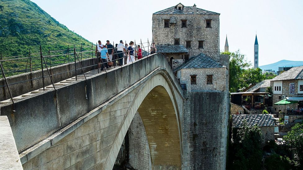 After being destroyed in the 1990s, Bosnia’s Stari Most opened again in 2004. (Marco Secchi/Getty)