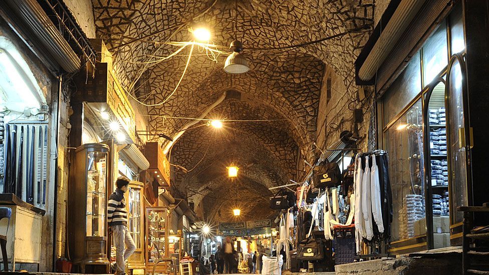 The Al-Madina Souq in the heart of Aleppo, its structure dating back to at least 1450, has been badly damaged in the current Syrian conflict (Getty) The Al-Madina Souq in the heart of Aleppo, its structure dating back to at least 1450, has been badly damaged in the current Syrian conflict (Getty)