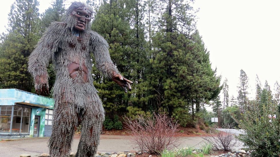 An 18ft-tall Bigfoot statue made from recycled metal greets visitors to Happy Camp, California. (Andy Murdock)