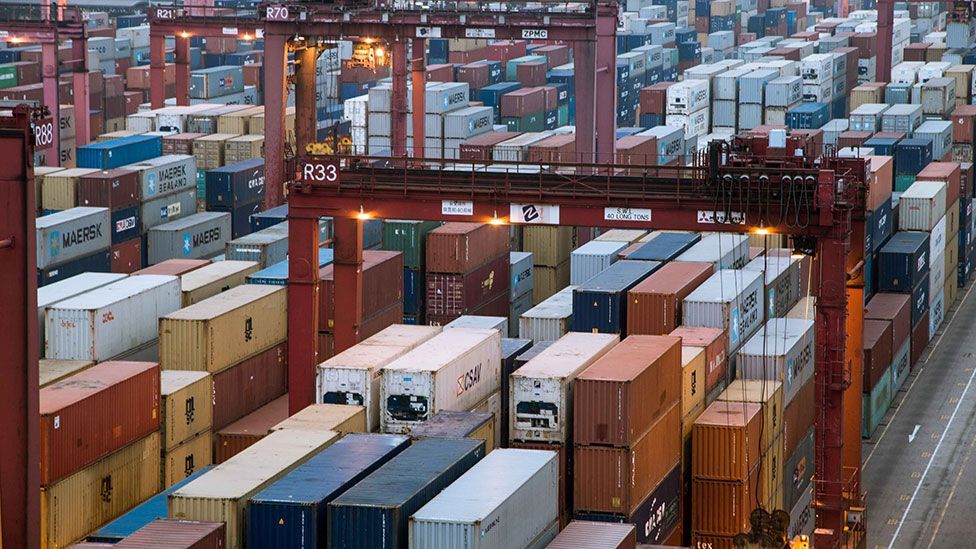 Containers are organised in place algorithmically, for efficient transport (Kate Davies/Unknown Fields) Containers are organised in place algorithmically, for efficient transport (Kate Davies/Unknown Fields)
