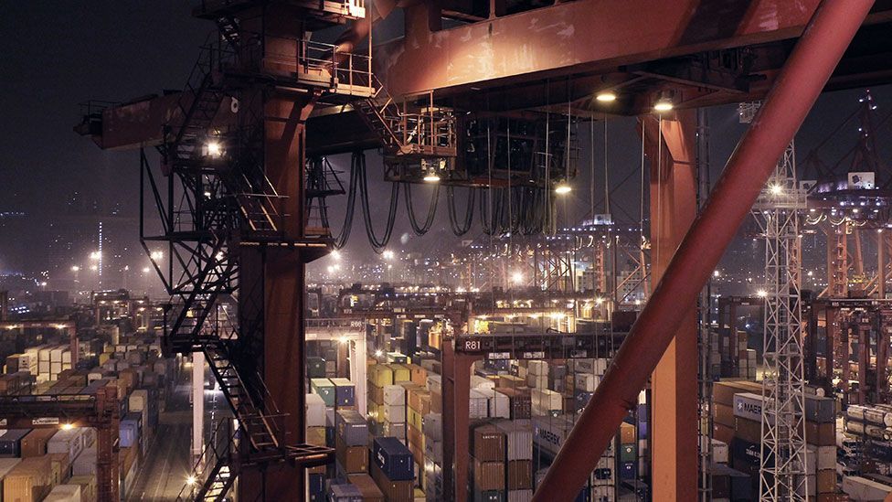 The artificial night of Hong Kong’s container port (Liam Young/Unknown Fields) The artificial night of Hong Kong’s container port (Liam Young/Unknown Fields)