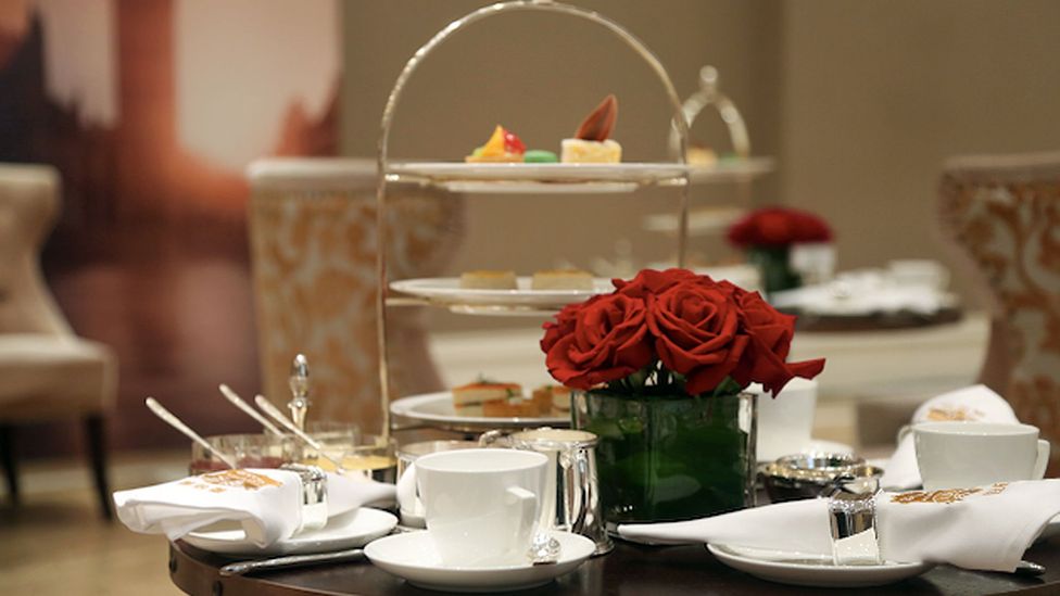 Afternoon tea etiquette training begins with props. (Seatton) Afternoon tea etiquette training begins with props. (Seatton)