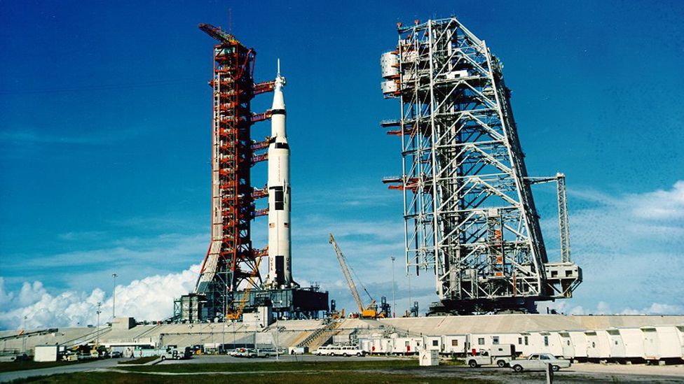 The rocket harks back to the days of the Saturn V, which launched Nasa's Moon missions (Nasa) The rocket harks back to the days of the Saturn V, which launched Nasa's Moon missions (Nasa)