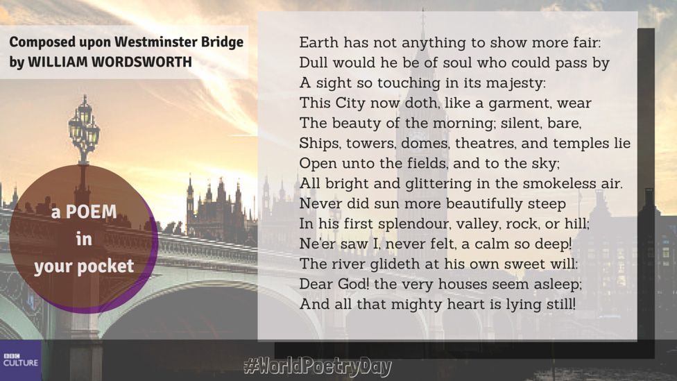 Composed upon Westminster Bridge, William Wordsworth Composed upon Westminster Bridge, William Wordsworth